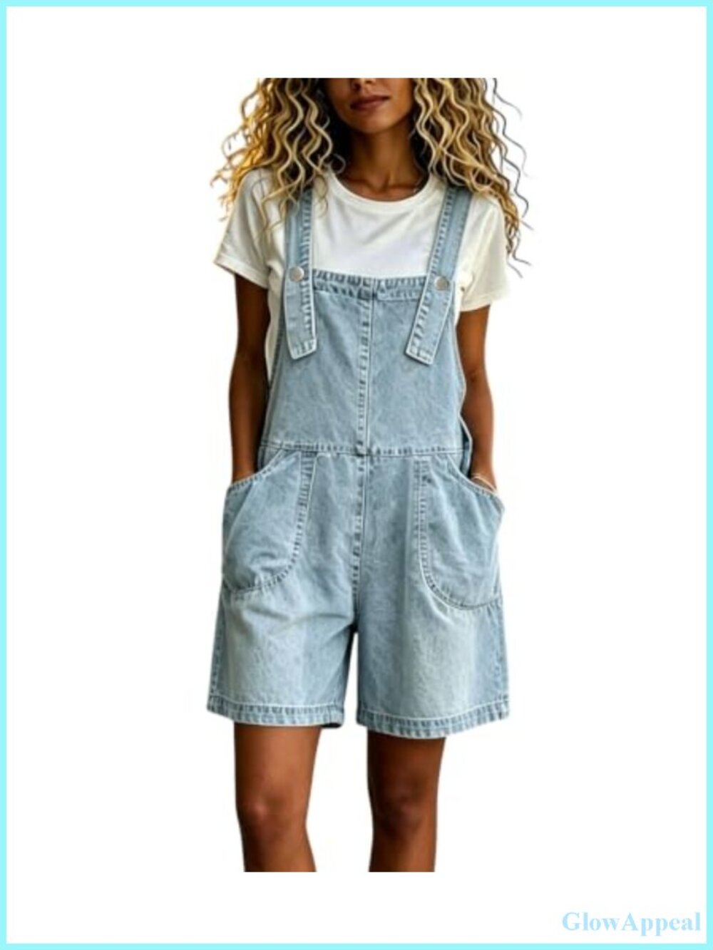 Baggy Denim Bib Overall Shorts Adjustable Straps Loose Fit